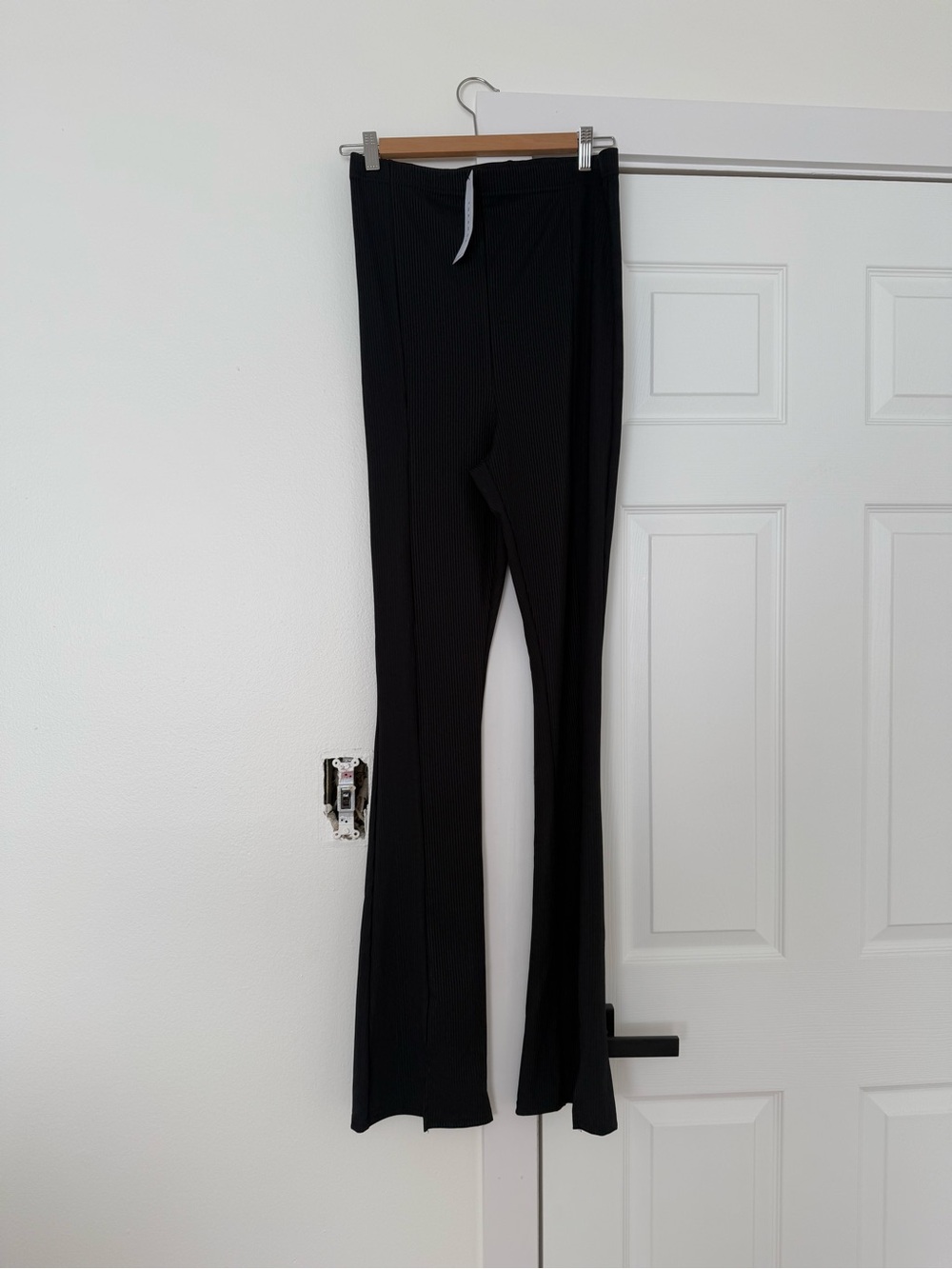 Topshop crinkle wide leg pants in black Womens US 6